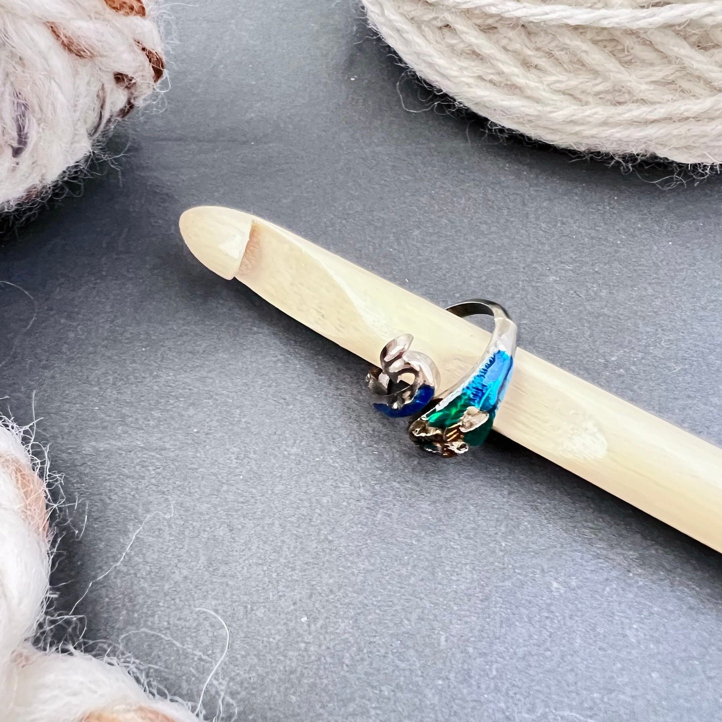 Peacock Adjustable Tension Ring - The Desert Stream Stitch