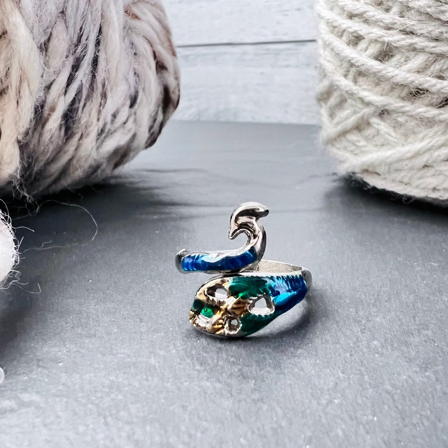 Peacock Adjustable Tension Ring - The Desert Stream Stitch