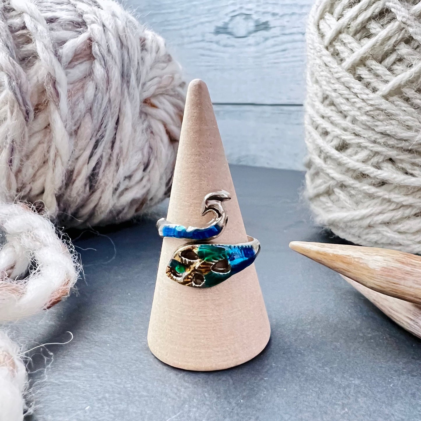Peacock Adjustable Tension Ring - The Desert Stream Stitch