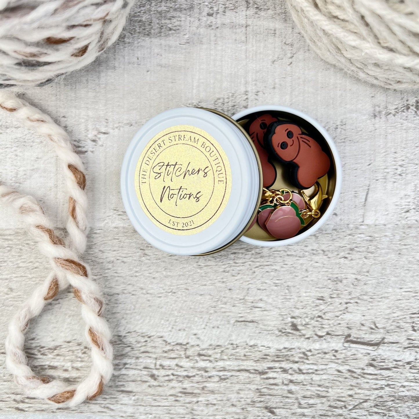 Penis & Peach Knitting Notions Tin Set - The Desert Stream Stitch