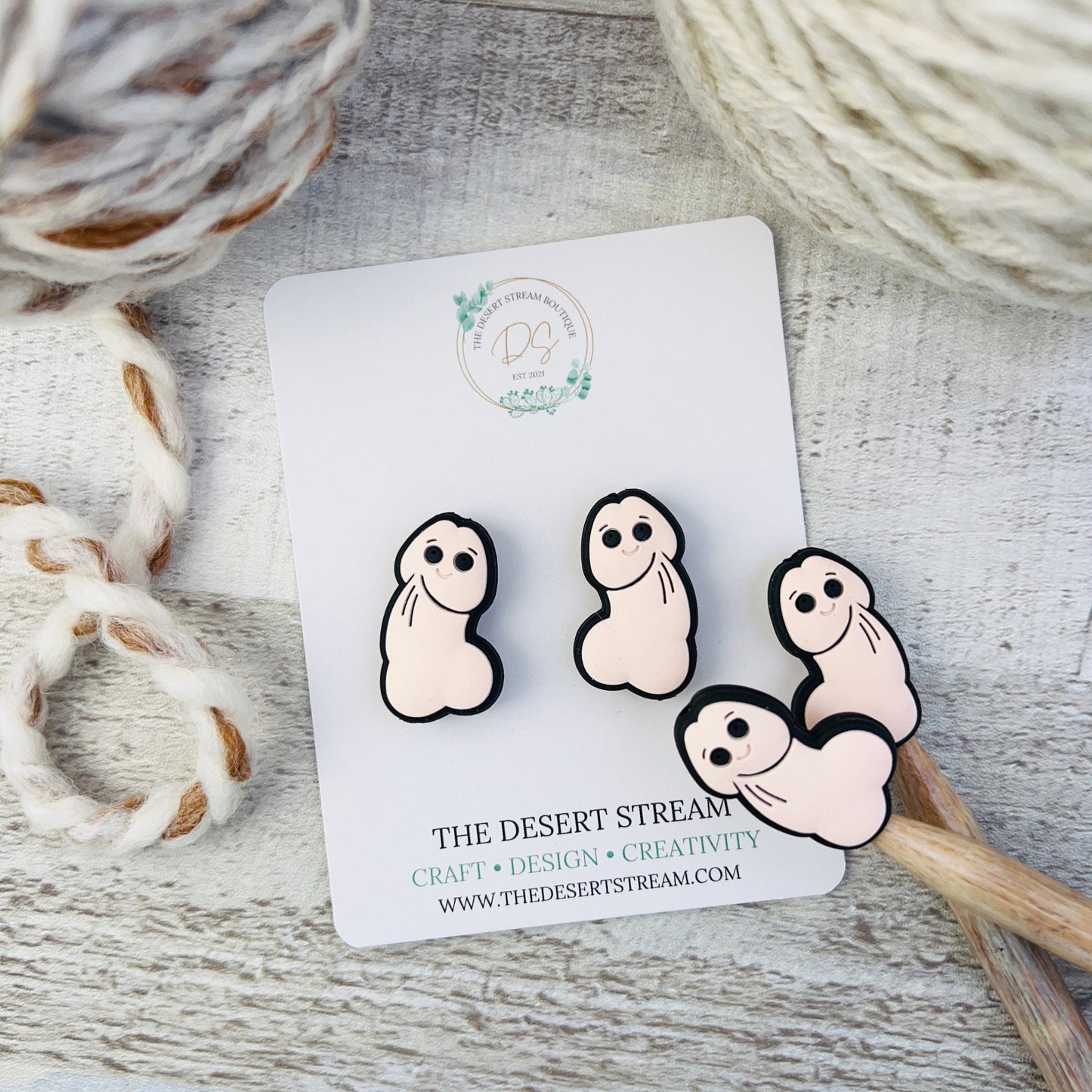 Penis Stitch Stitch Stoppers Knitting Needle Point Protectors - The Desert Stream Stitch