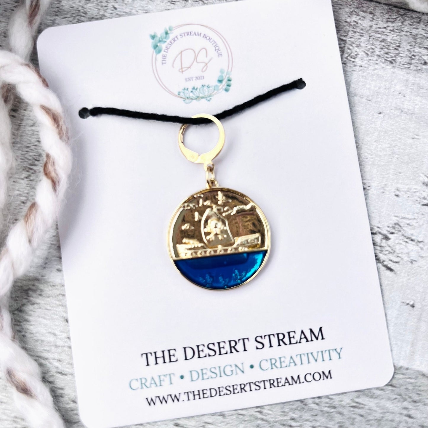 Pirate Ship Stitch Marker - Luxe Limited Collectors Edition - 18K Gold - The Desert Stream Stitch