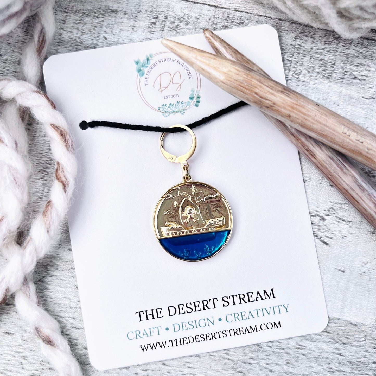 Pirate Ship Stitch Marker - Luxe Limited Collectors Edition - 18K Gold - The Desert Stream Stitch