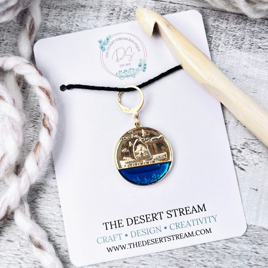 Pirate Ship Stitch Marker - Luxe Limited Collectors Edition - 18K Gold - The Desert Stream Stitch