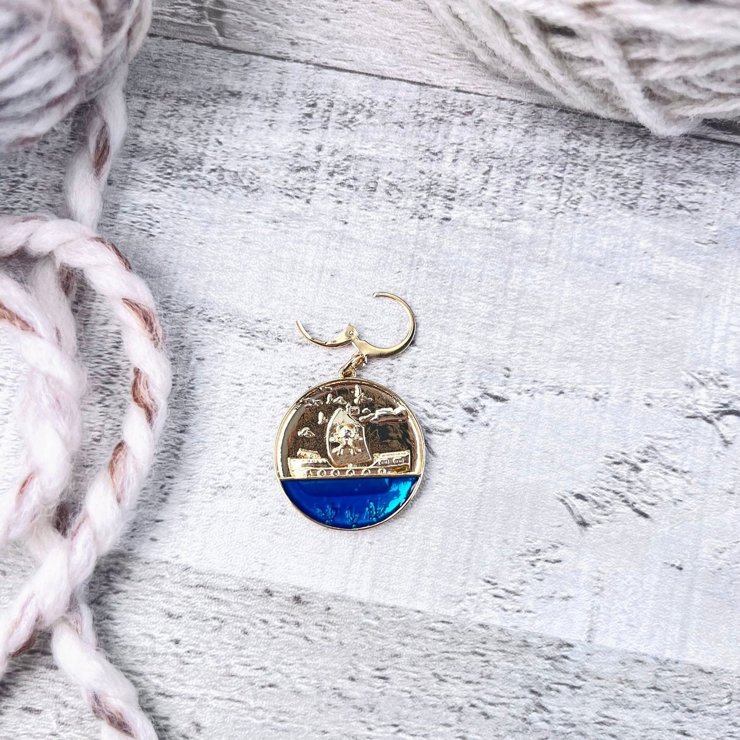 Pirate Ship Stitch Marker - Luxe Limited Collectors Edition - 18K Gold - The Desert Stream Stitch