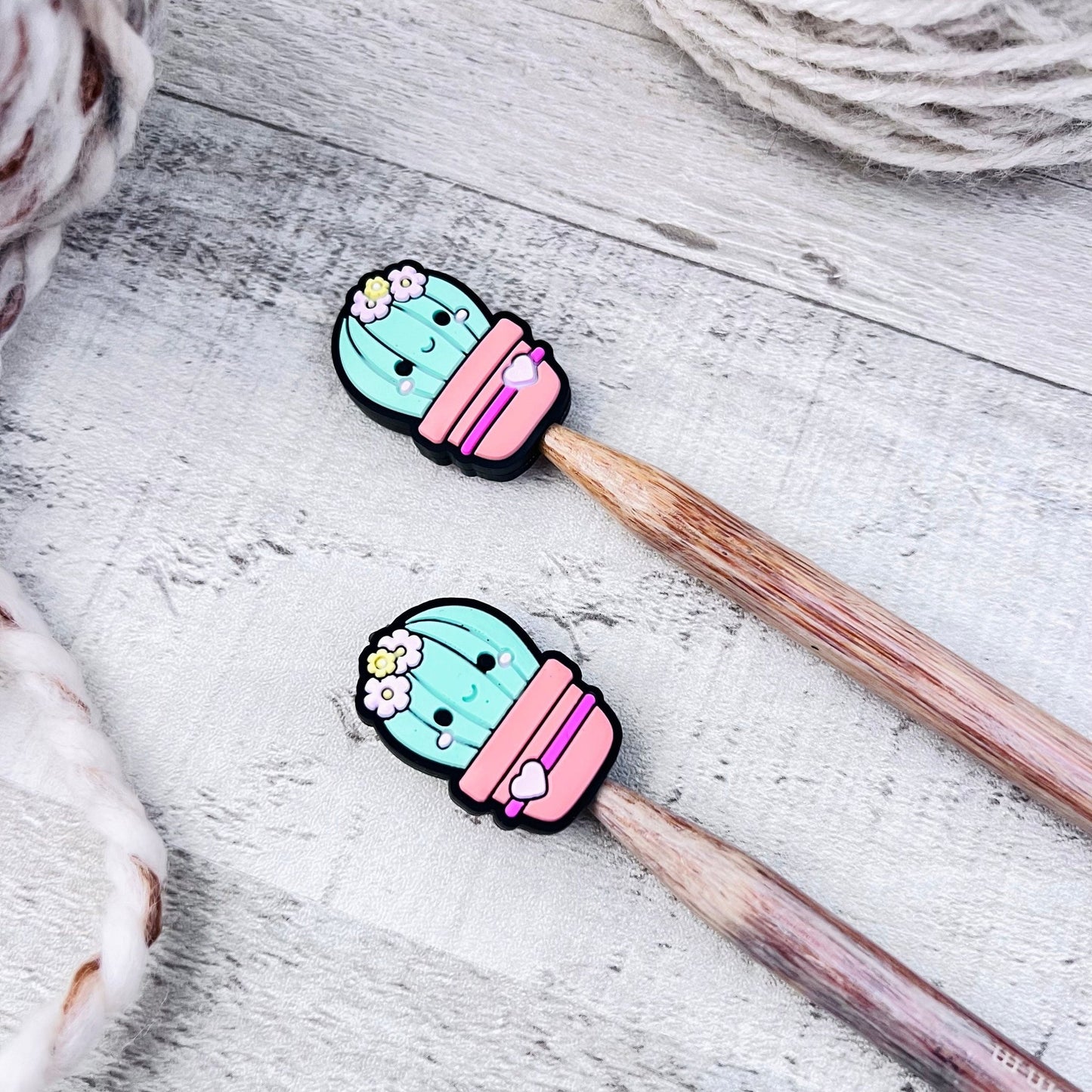 Potted Cactus Stitch Stoppers Knitting Needle Point Protectors - The Desert Stream Stitch