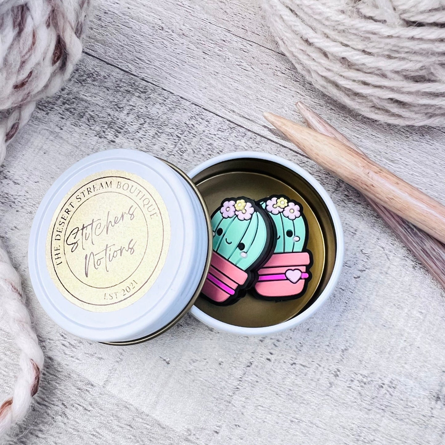 Potted Cactus Stitch Stoppers Knitting Needle Point Protectors - The Desert Stream Stitch