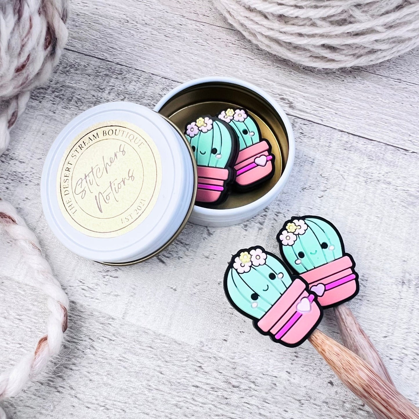 Potted Cactus Stitch Stoppers Knitting Needle Point Protectors - The Desert Stream Stitch