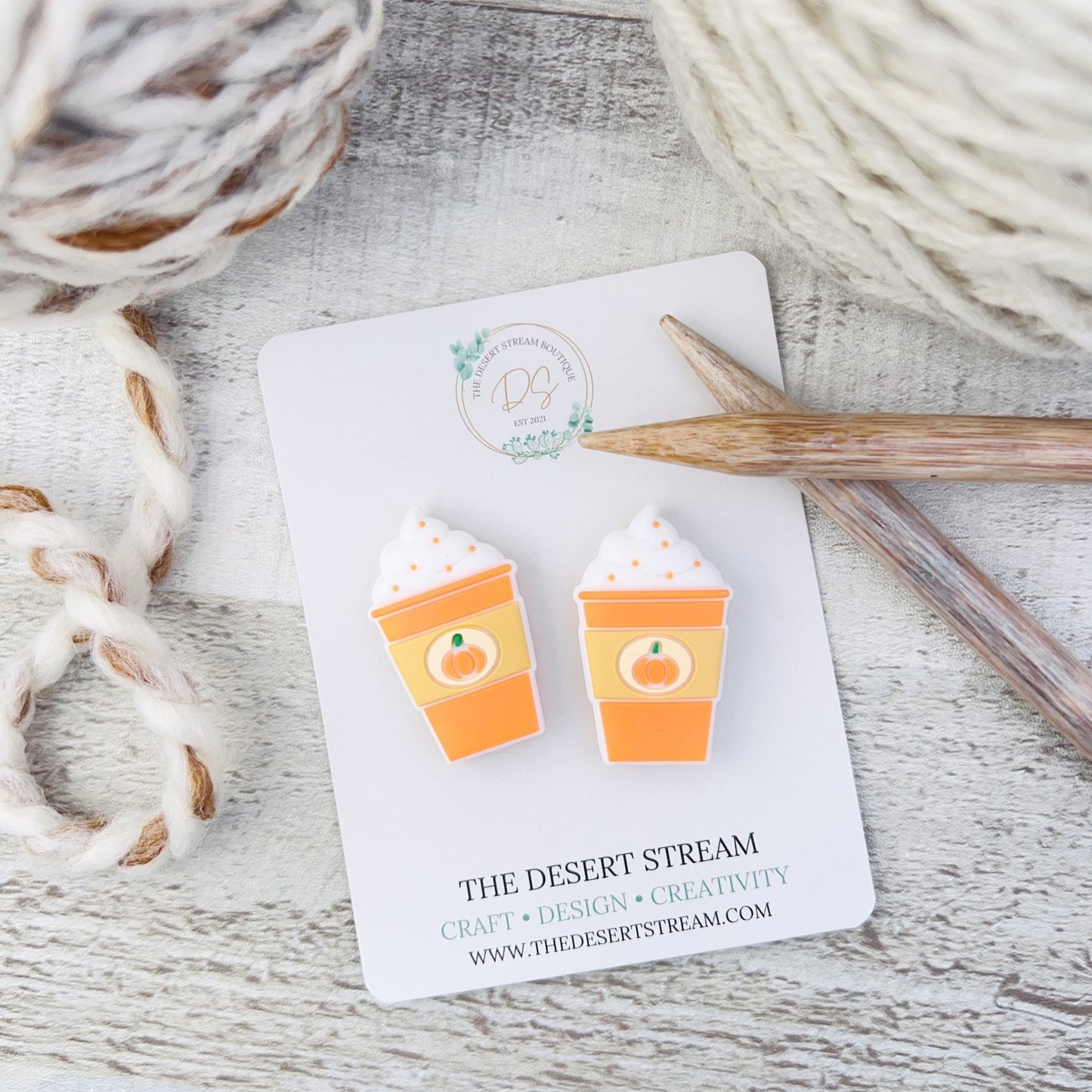 Pumpkin Spiced Stitch Stoppers Knitting Needle Point Protectors - The Desert Stream Stitch
