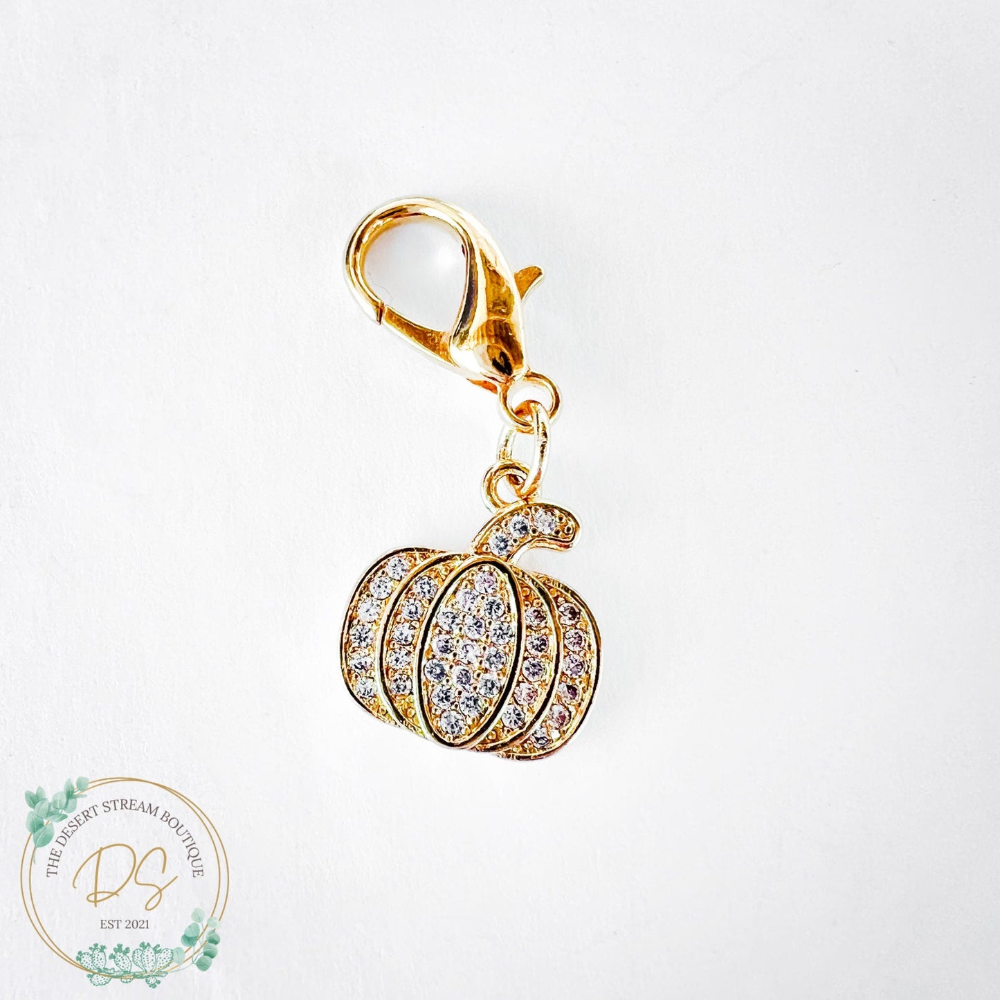 Pumpkin Stitch Marker - Luxe Limited Collectors Edition - Cubic Zirconia - The Desert Stream Stitch