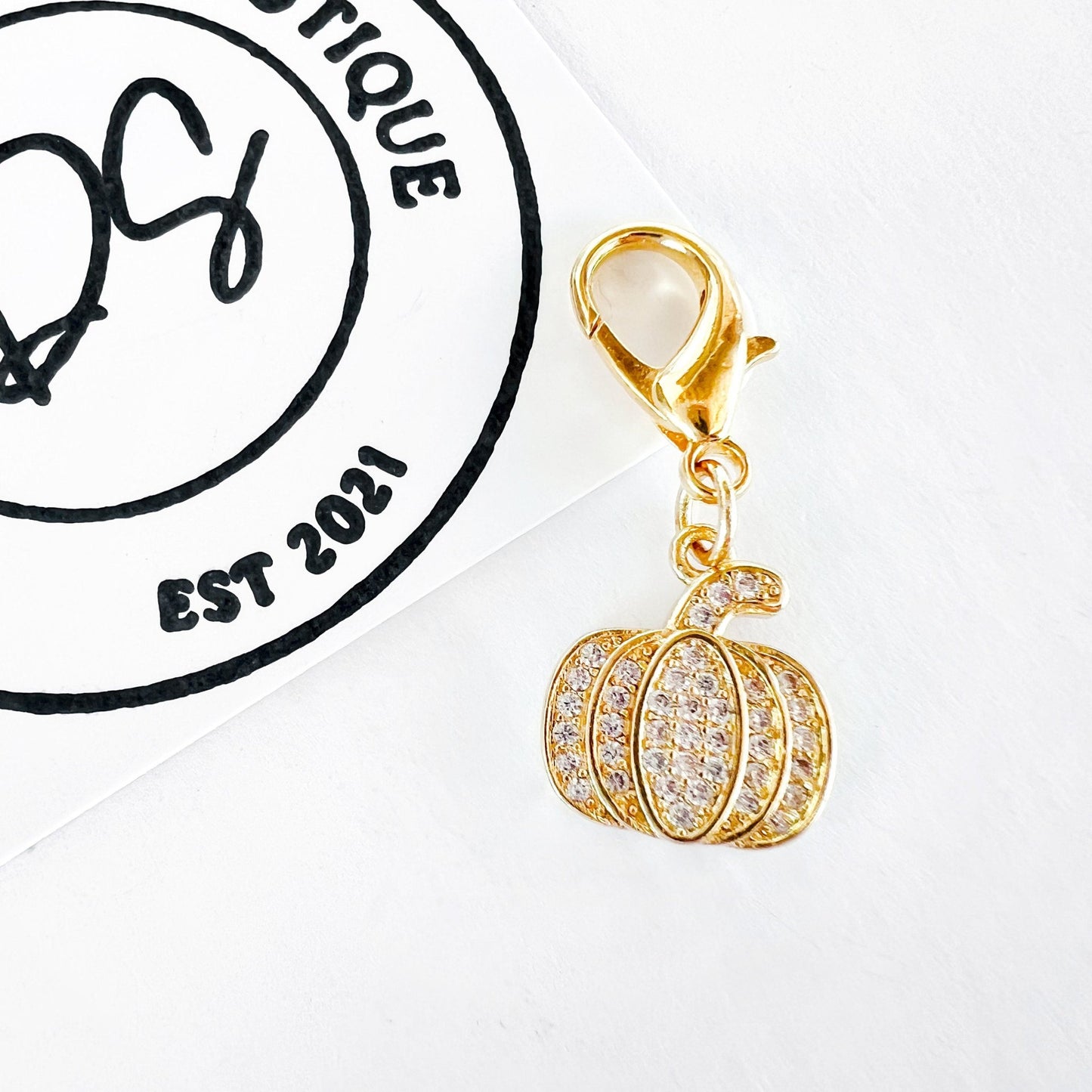 Pumpkin Stitch Marker - Luxe Limited Collectors Edition - Cubic Zirconia - The Desert Stream Stitch