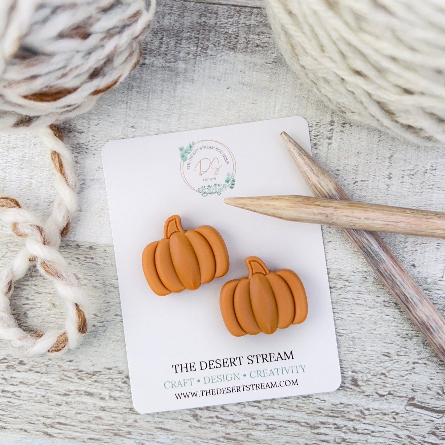 Pumpkin Stitch Stoppers Knitting Needle Point Protectors - The Desert Stream Stitch