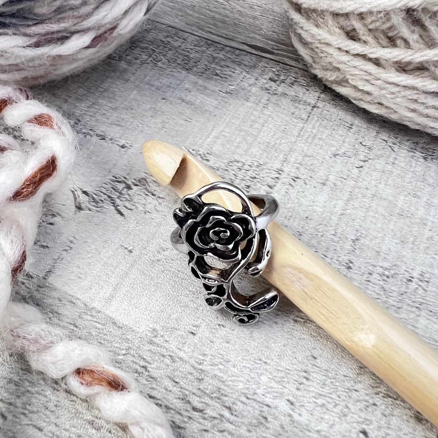 Rose Adjustable Tension Ring - The Desert Stream Stitch