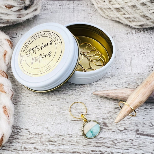Round Stitch Markers 13 - Piece Tin Set - Knitting - The Desert Stream Stitch