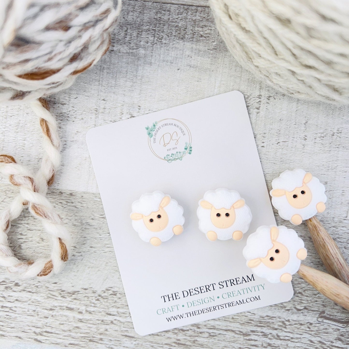 Sheep Stitch Stoppers Knitting Needle Point Protectors - The Desert Stream Stitch