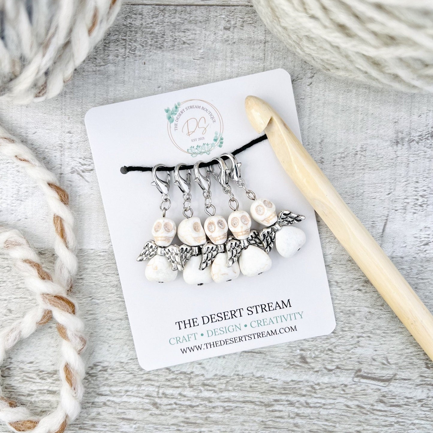 Skull Angel Stitch Markers Set - Knitting and Crochet - The Desert Stream Stitch