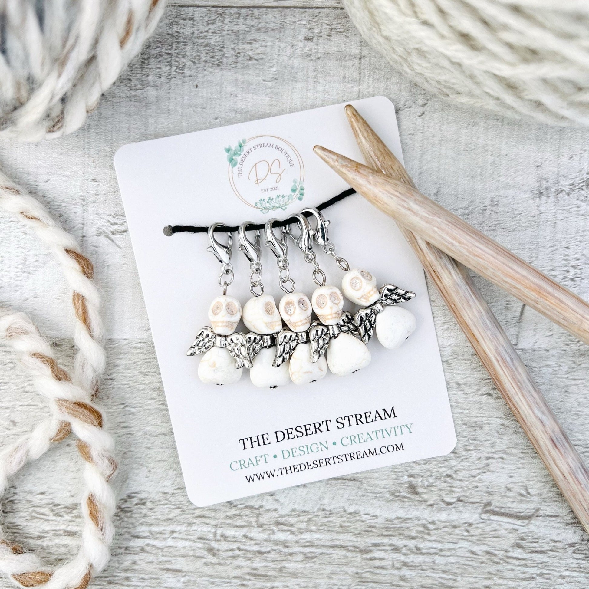 Skull Angel Stitch Markers Set - Knitting and Crochet - The Desert Stream Stitch