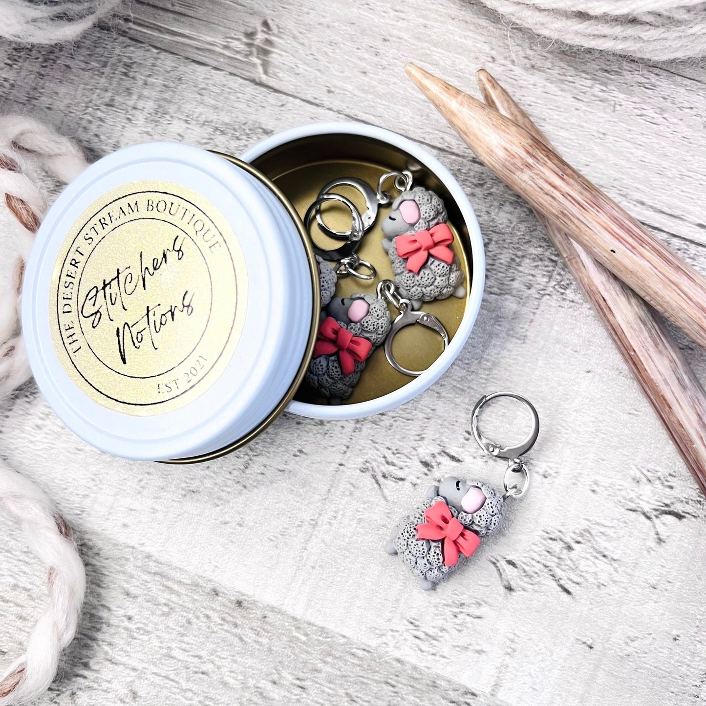 Sleeping Sheep Stitch Markers - The Desert Stream Stitch