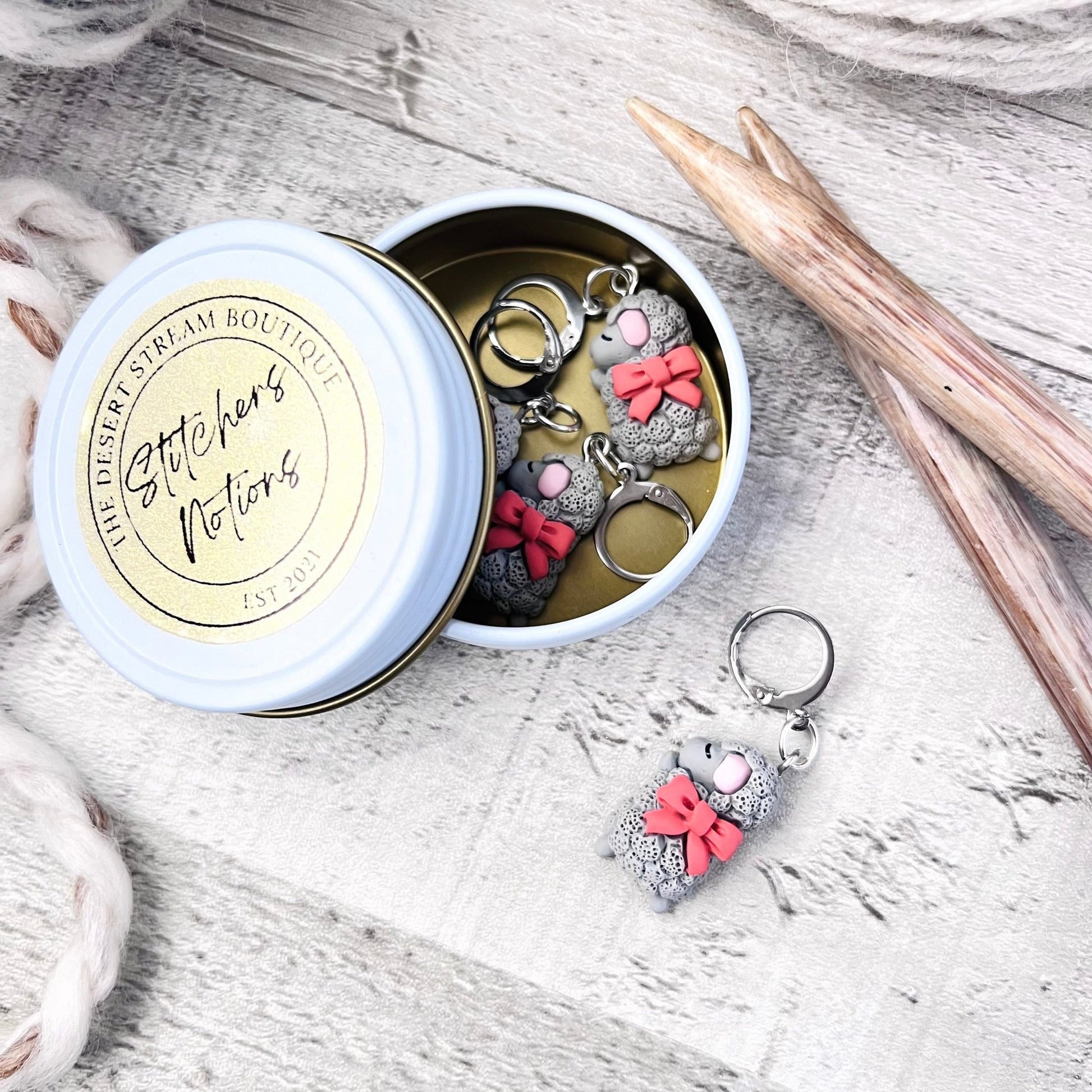 Sleeping Sheep Stitch Markers - The Desert Stream Stitch