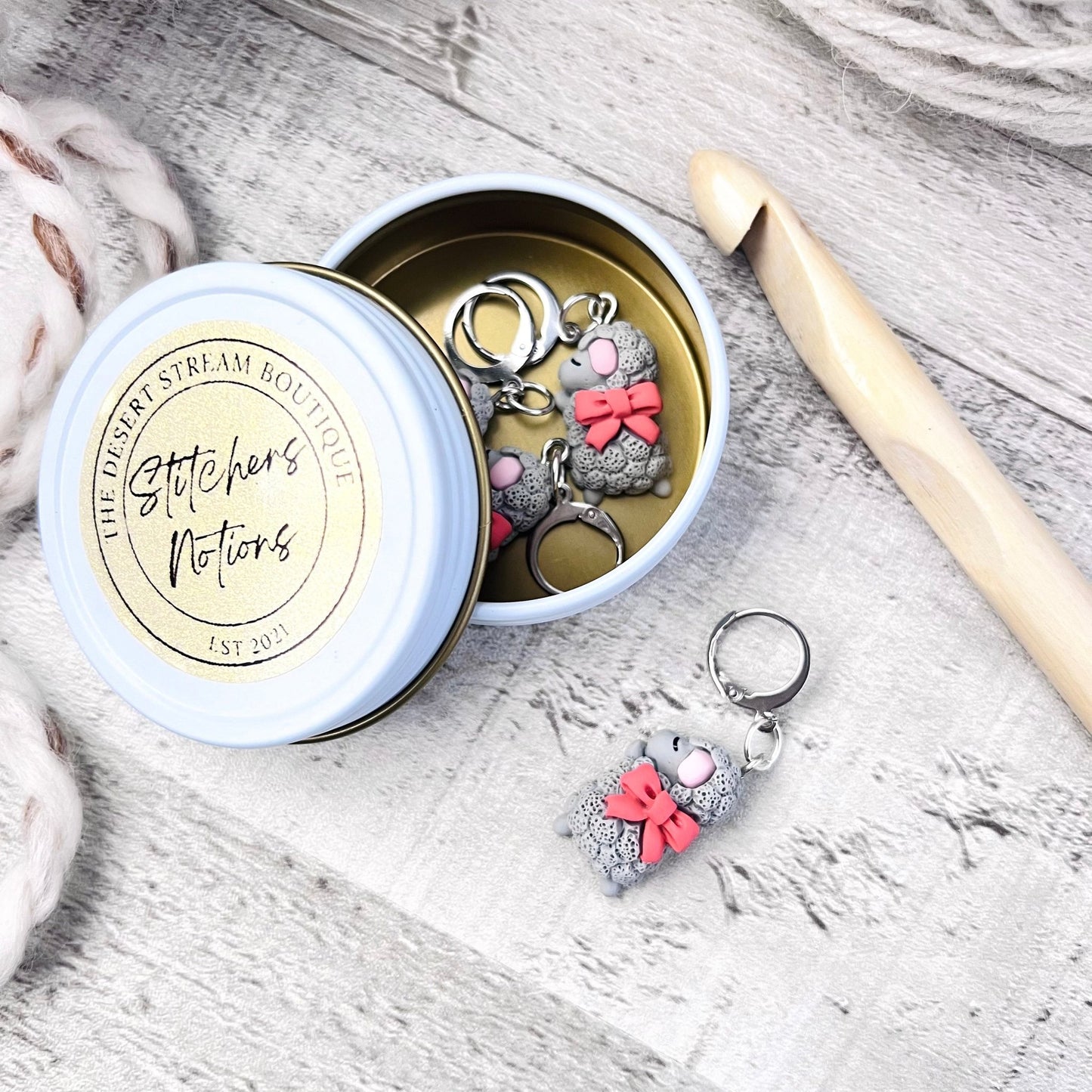 Sleeping Sheep Stitch Markers - The Desert Stream Stitch