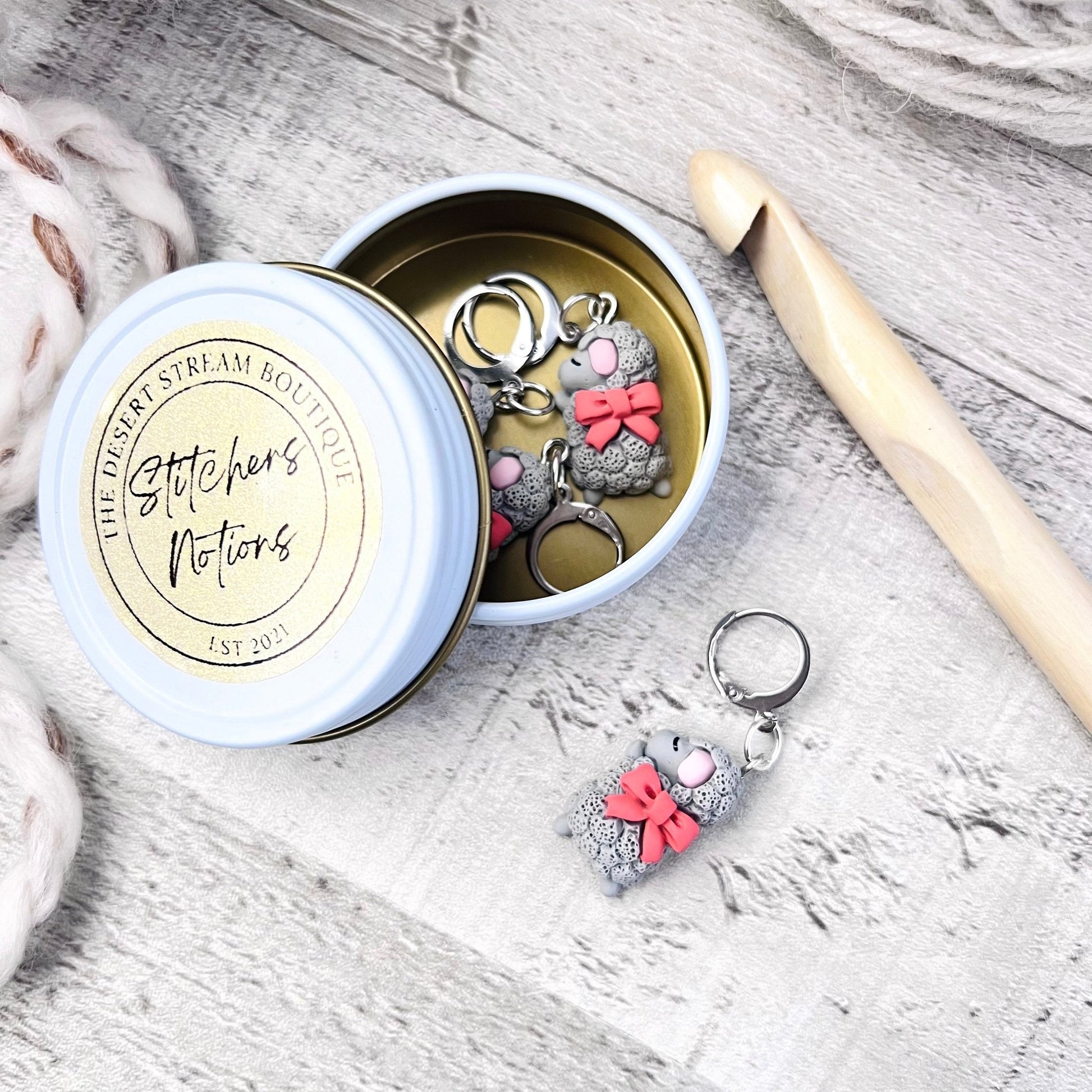 Sleeping Sheep Stitch Markers - The Desert Stream Stitch