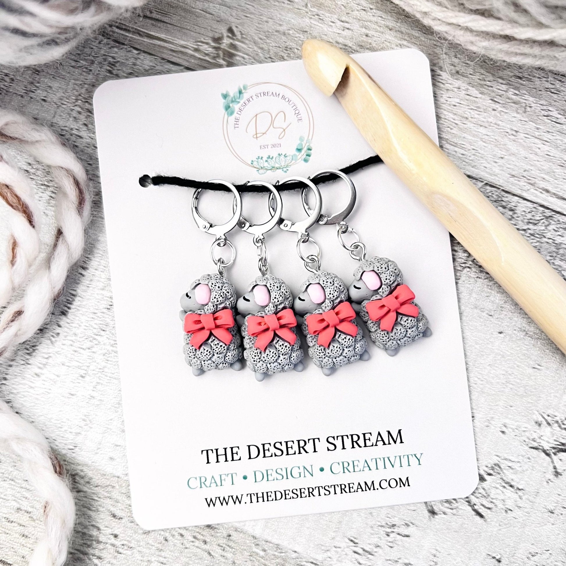 Sleeping Sheep Stitch Markers - The Desert Stream Stitch