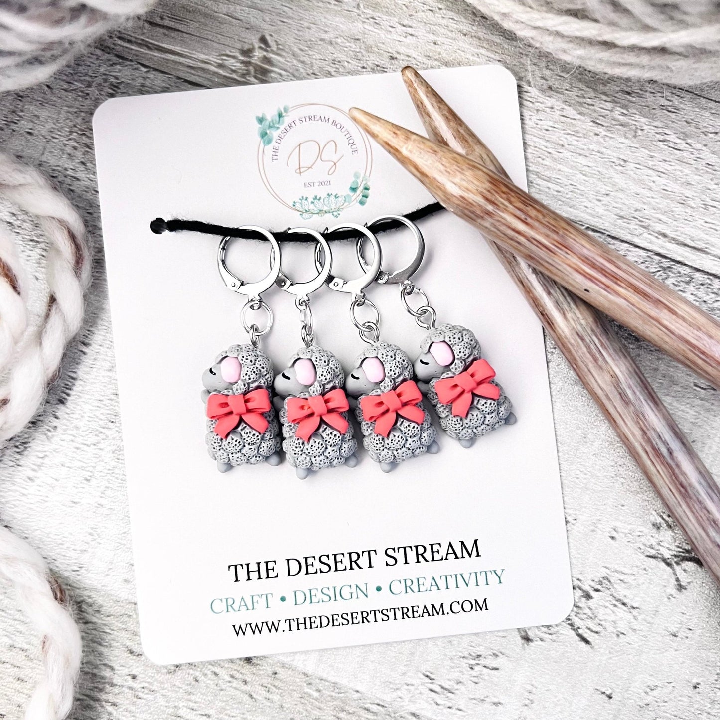 Sleeping Sheep Stitch Markers - The Desert Stream Stitch