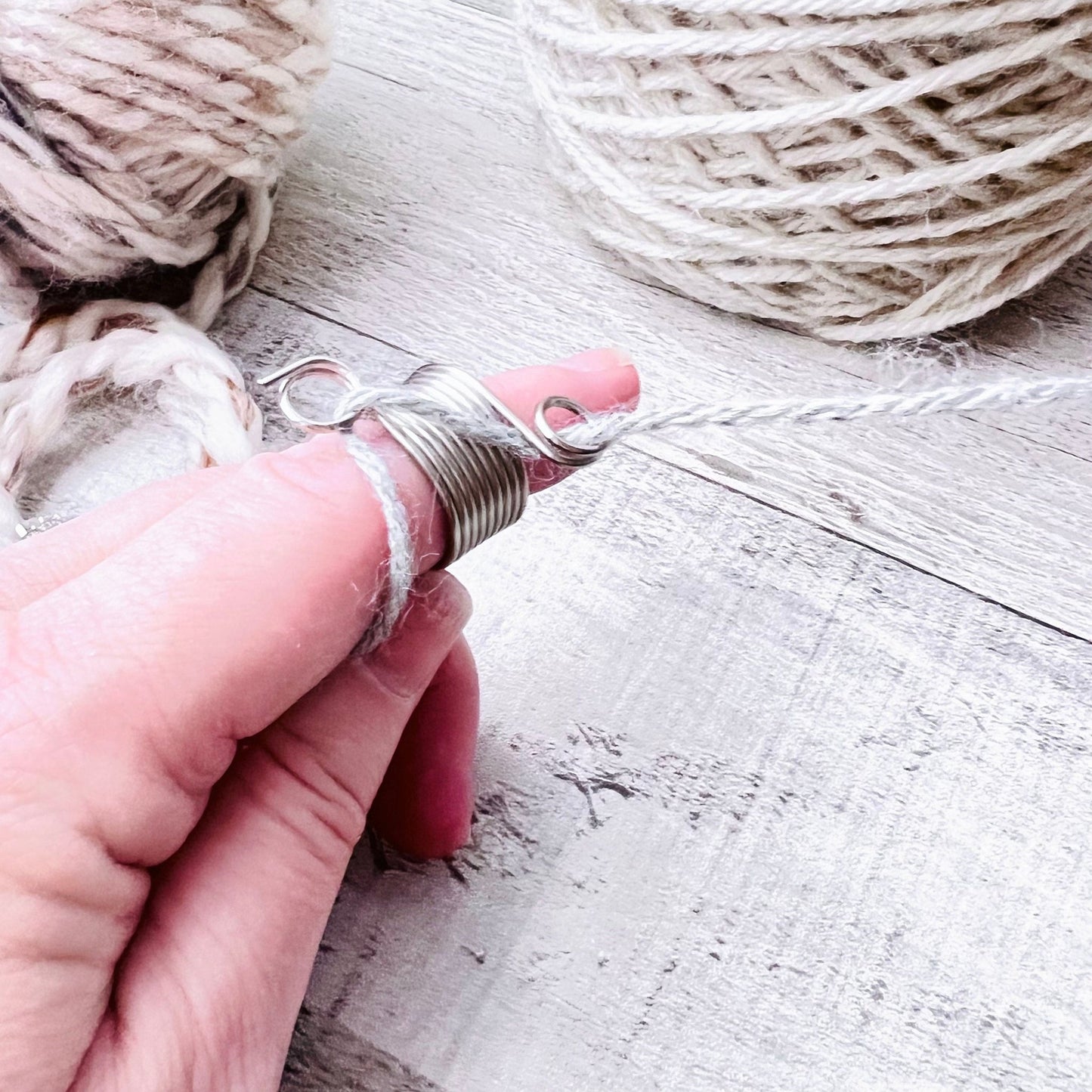 Stainless Steel Tension Ring Knitting Thimble - The Desert Stream Stitch