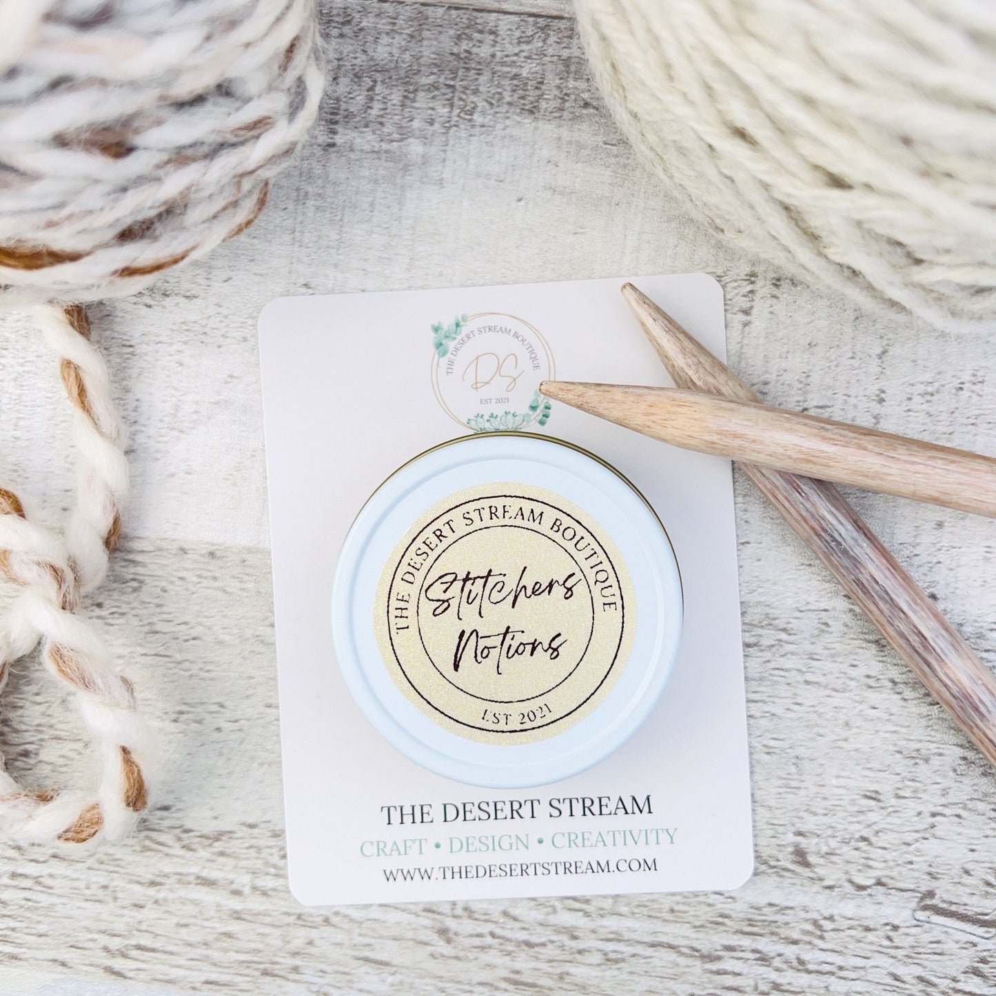 Stitcher's Stash Notions Tin - 1oz. - The Desert Stream Stitch