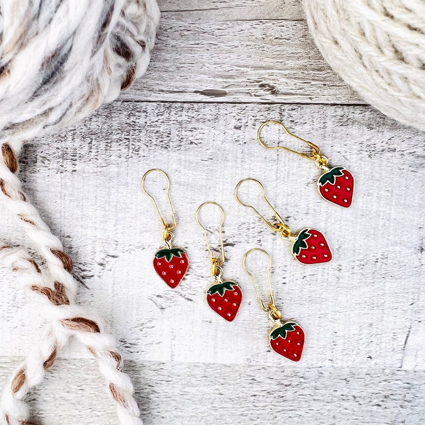 Strawberry Stitch Markers Set - Knitting and Crochet - The Desert Stream Stitch