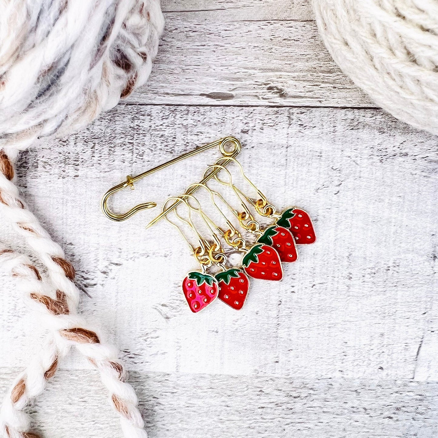Strawberry Stitch Markers Set - Knitting and Crochet - The Desert Stream Stitch