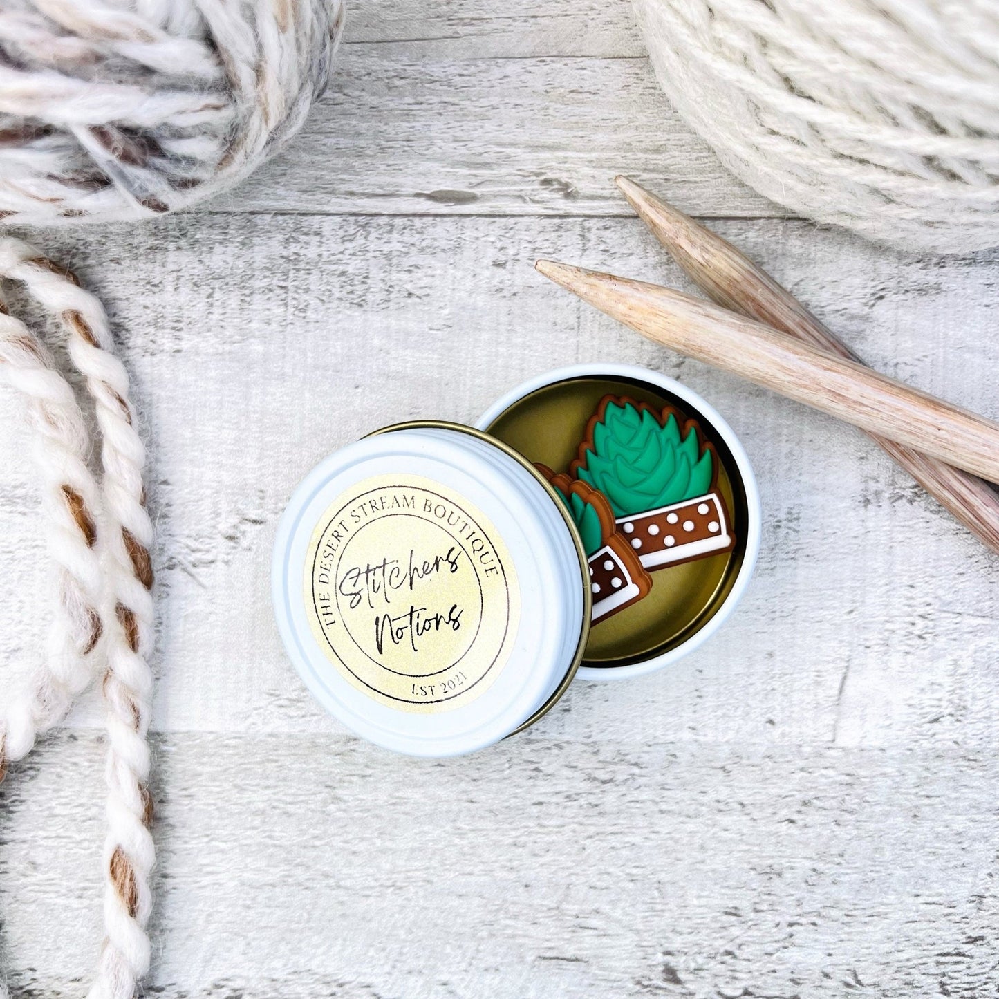 Succulent Stitch Stoppers Knitting Needle Point Protectors - The Desert Stream Stitch