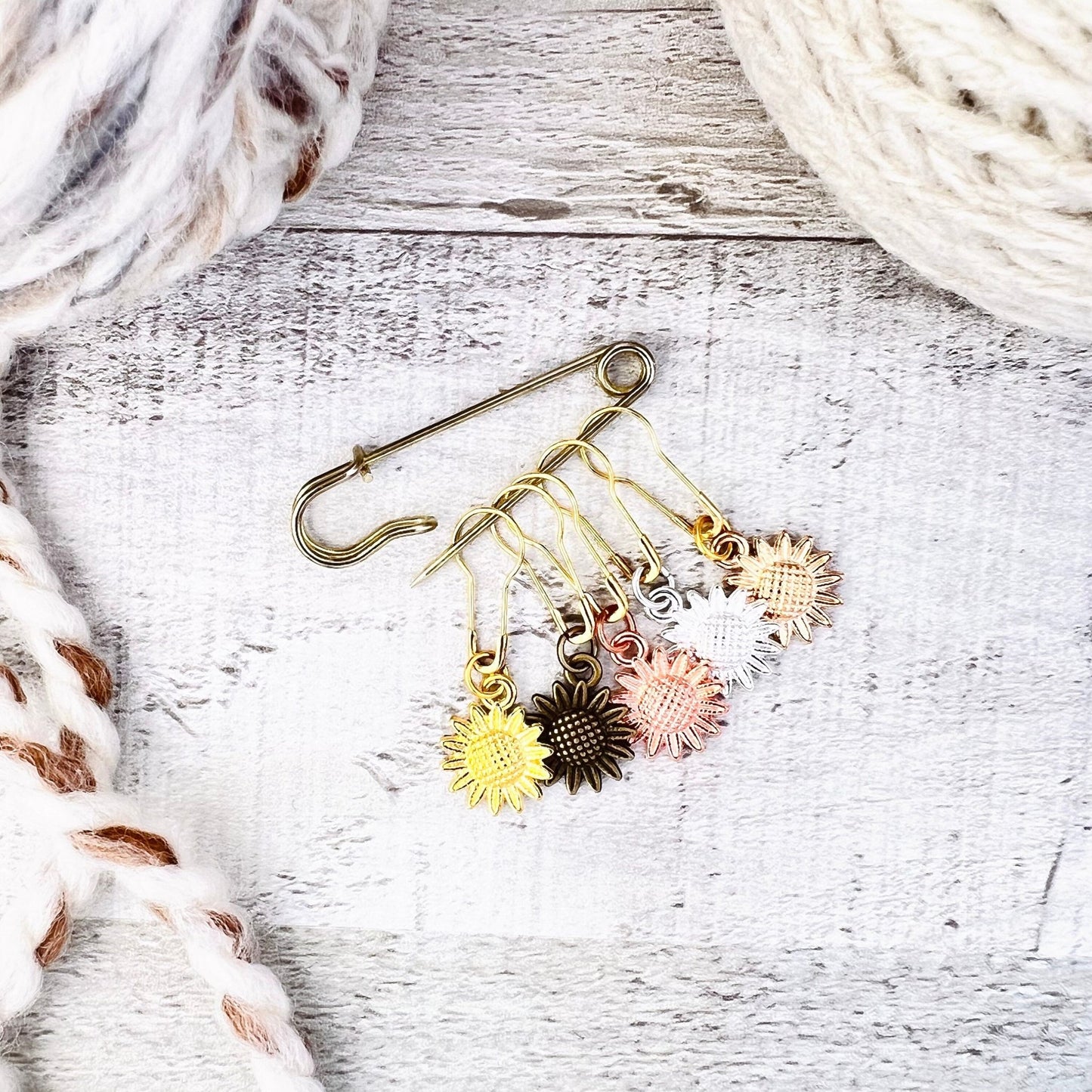 Sunflower Stitch Markers Set - Knitting and Crochet - The Desert Stream Stitch
