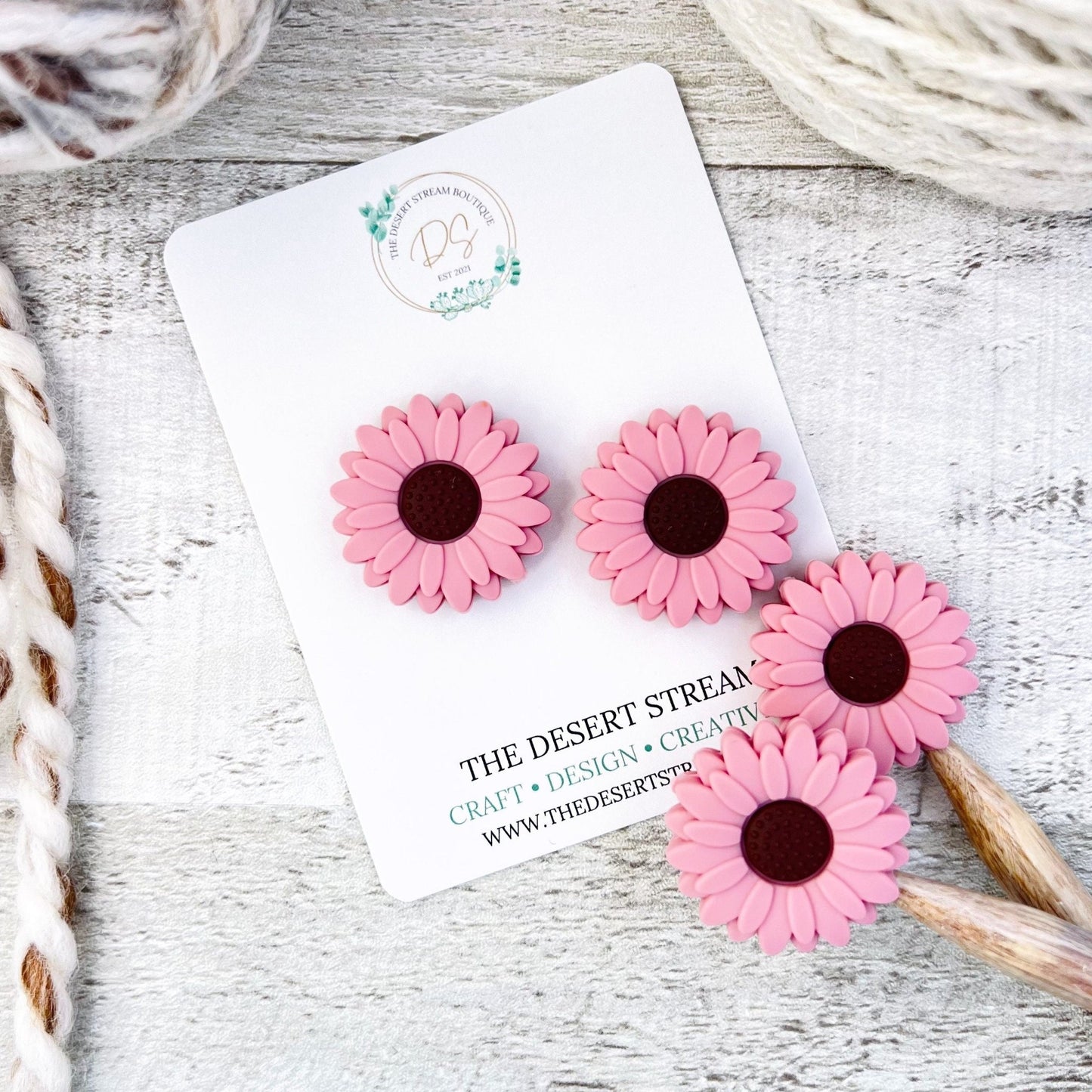 Sunflower Stitch Stoppers Knitting Needle Point Protectors - The Desert Stream Stitch