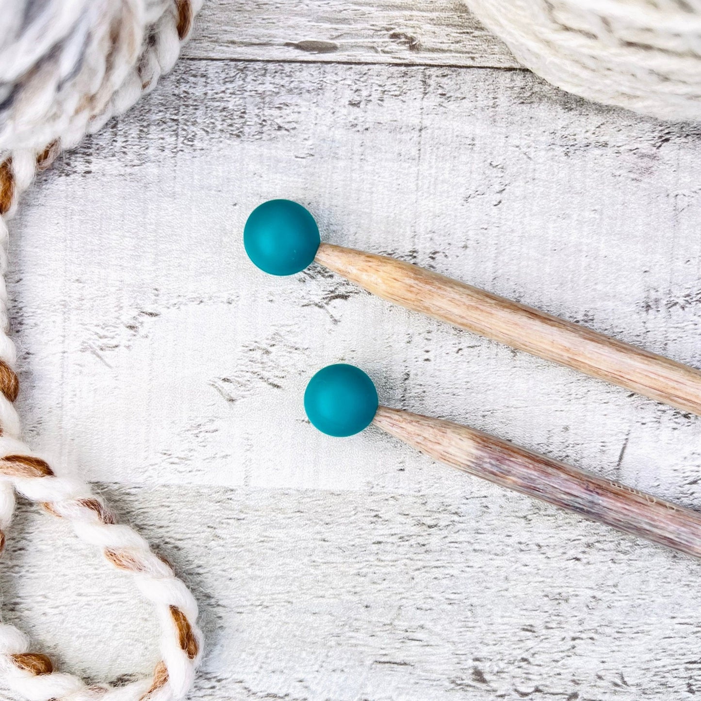 Teal Stitch Stoppers Knitting Needle Point Protectors - The Desert Stream Stitch