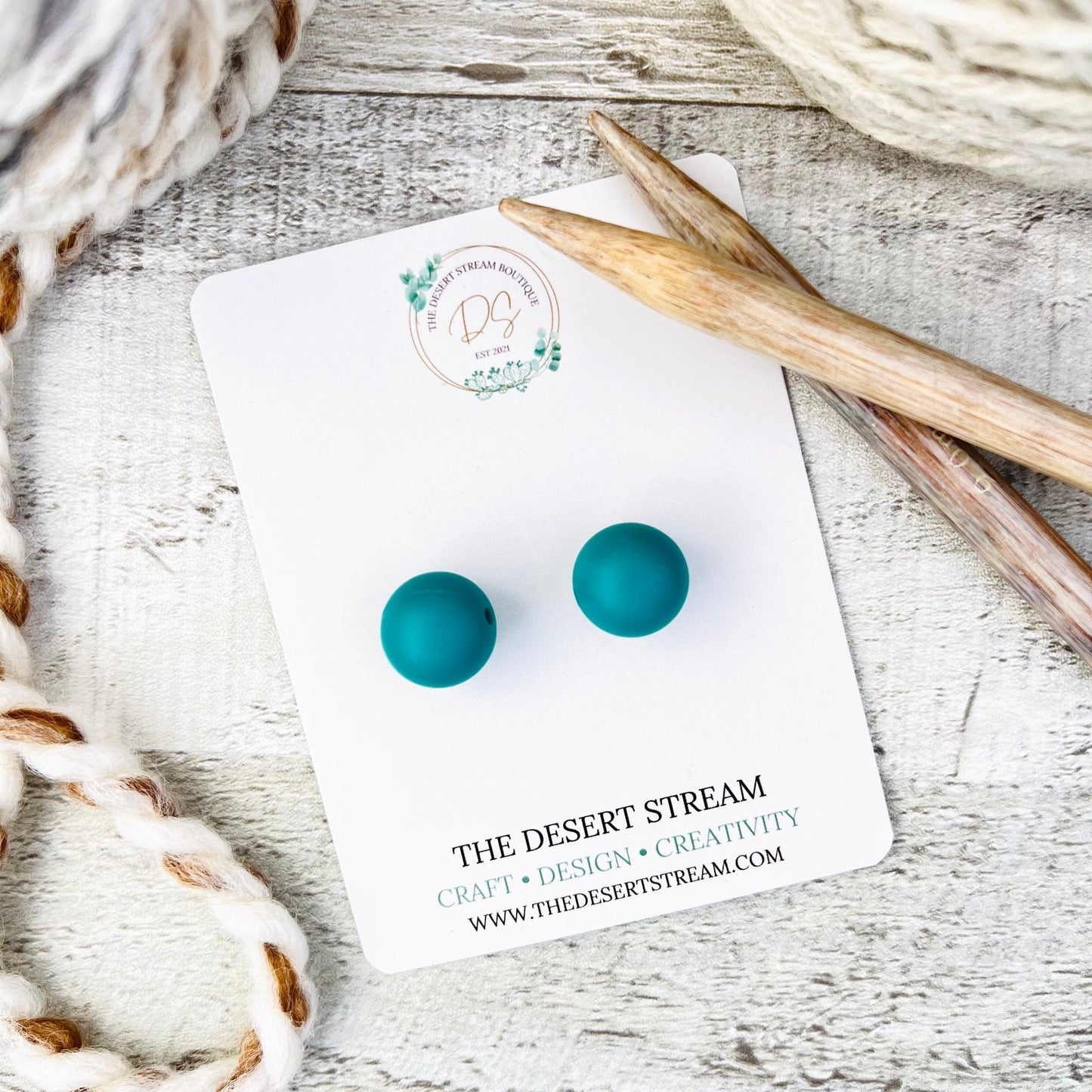 Teal Stitch Stoppers Knitting Needle Point Protectors - The Desert Stream Stitch