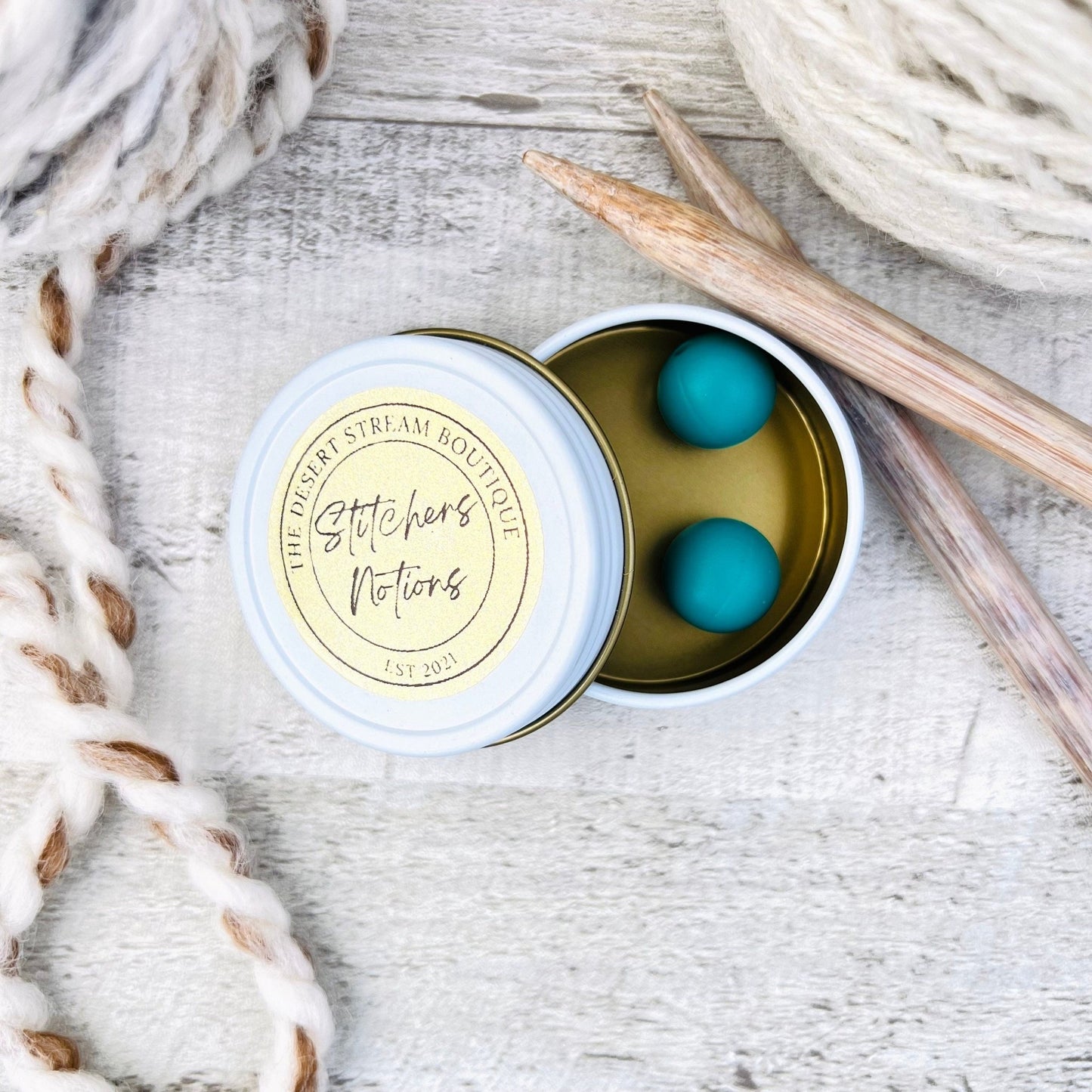 Teal Stitch Stoppers Knitting Needle Point Protectors - The Desert Stream Stitch