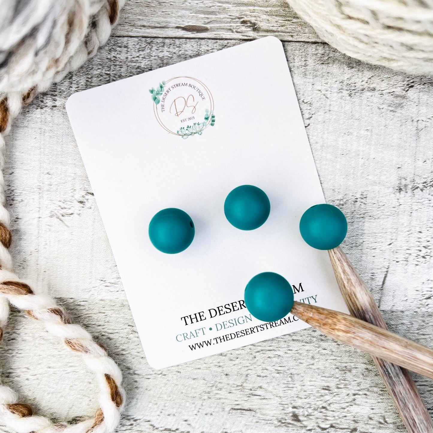 Teal Stitch Stoppers Knitting Needle Point Protectors - The Desert Stream Stitch