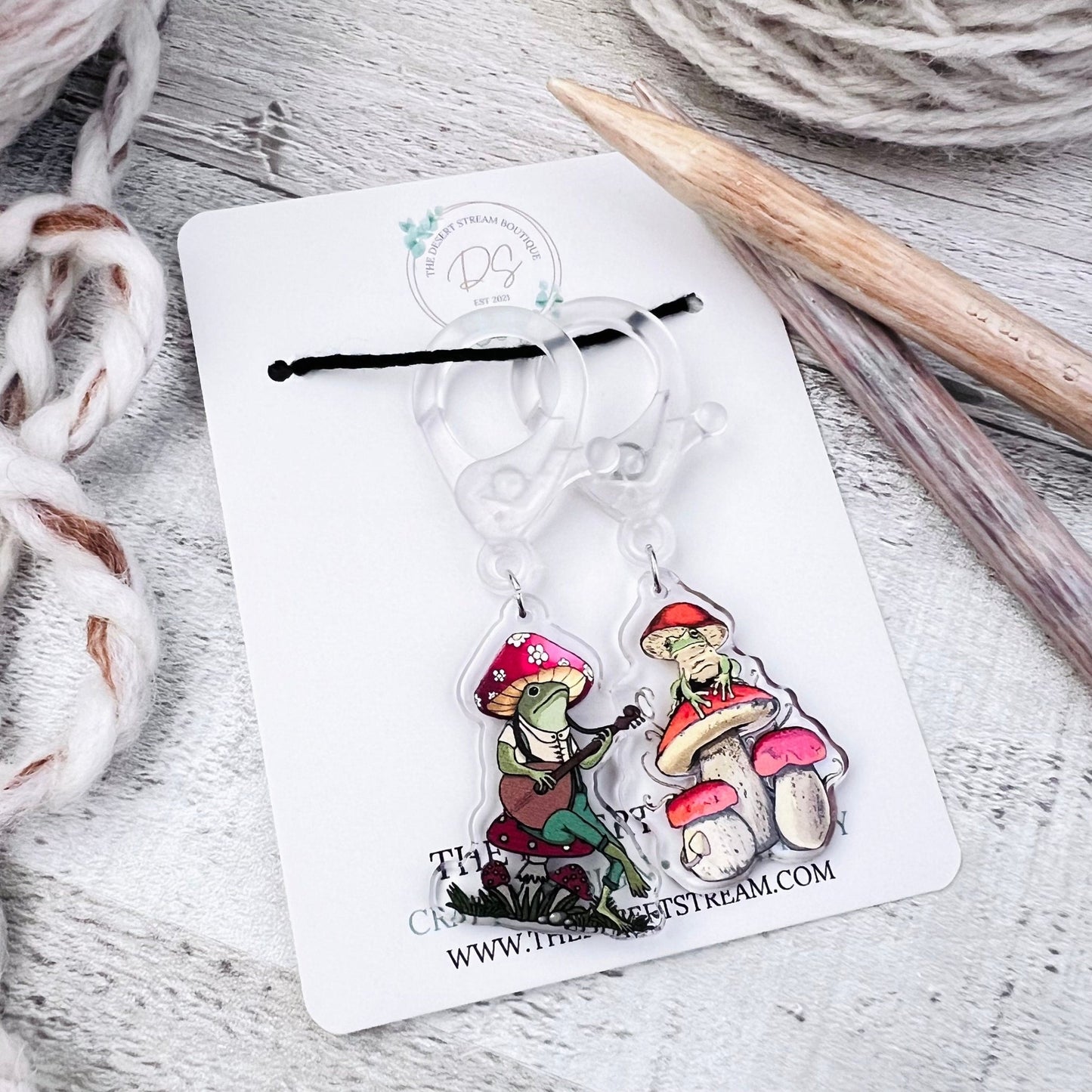 Toadstool Jumbo Stitch Markers - The Desert Stream Stitch