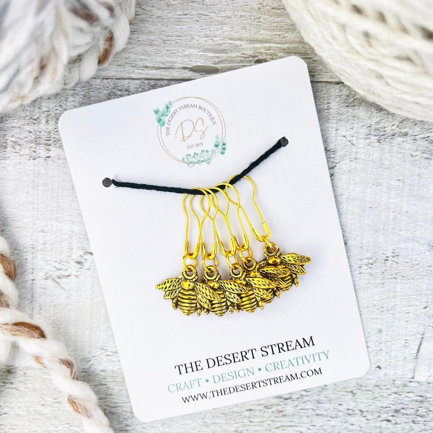 Vintage Bee Stitch Markers Set - Knitting and Crochet - The Desert Stream Stitch