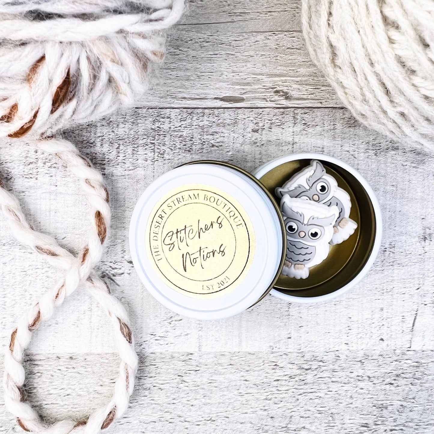 White Owl Stitch Stoppers Knitting Needle Point Protectors - The Desert Stream Stitch