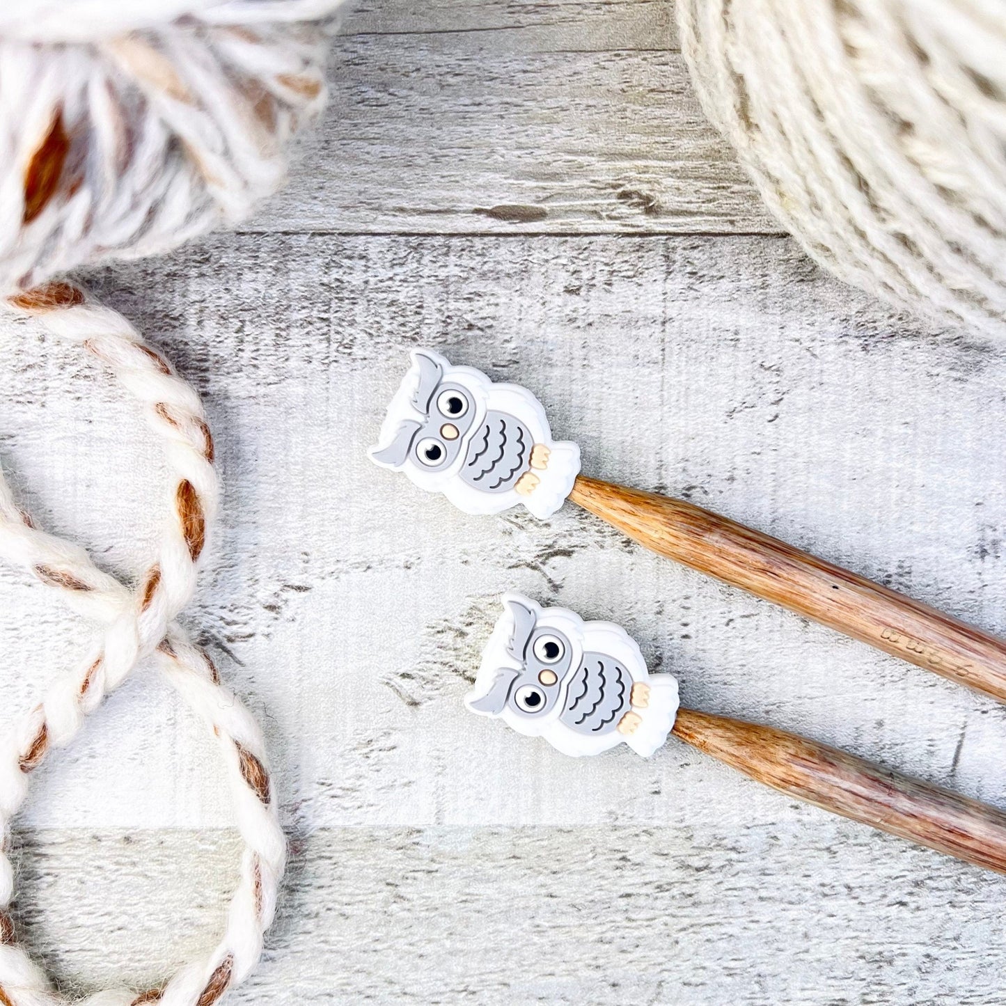 White Owl Stitch Stoppers Knitting Needle Point Protectors - The Desert Stream Stitch