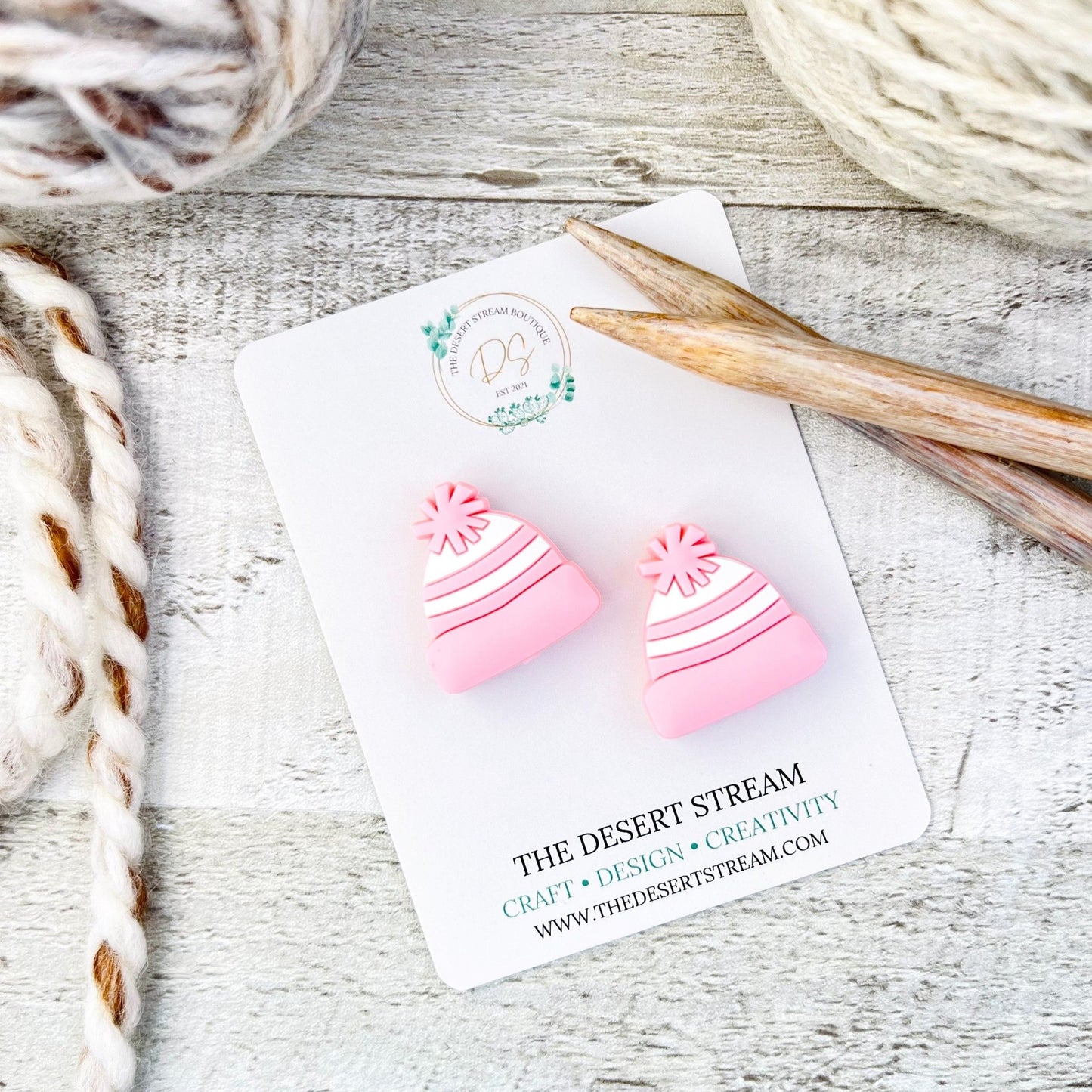 Winters Hat Stitch Stoppers Knitting Needle Point Protectors - The Desert Stream Stitch