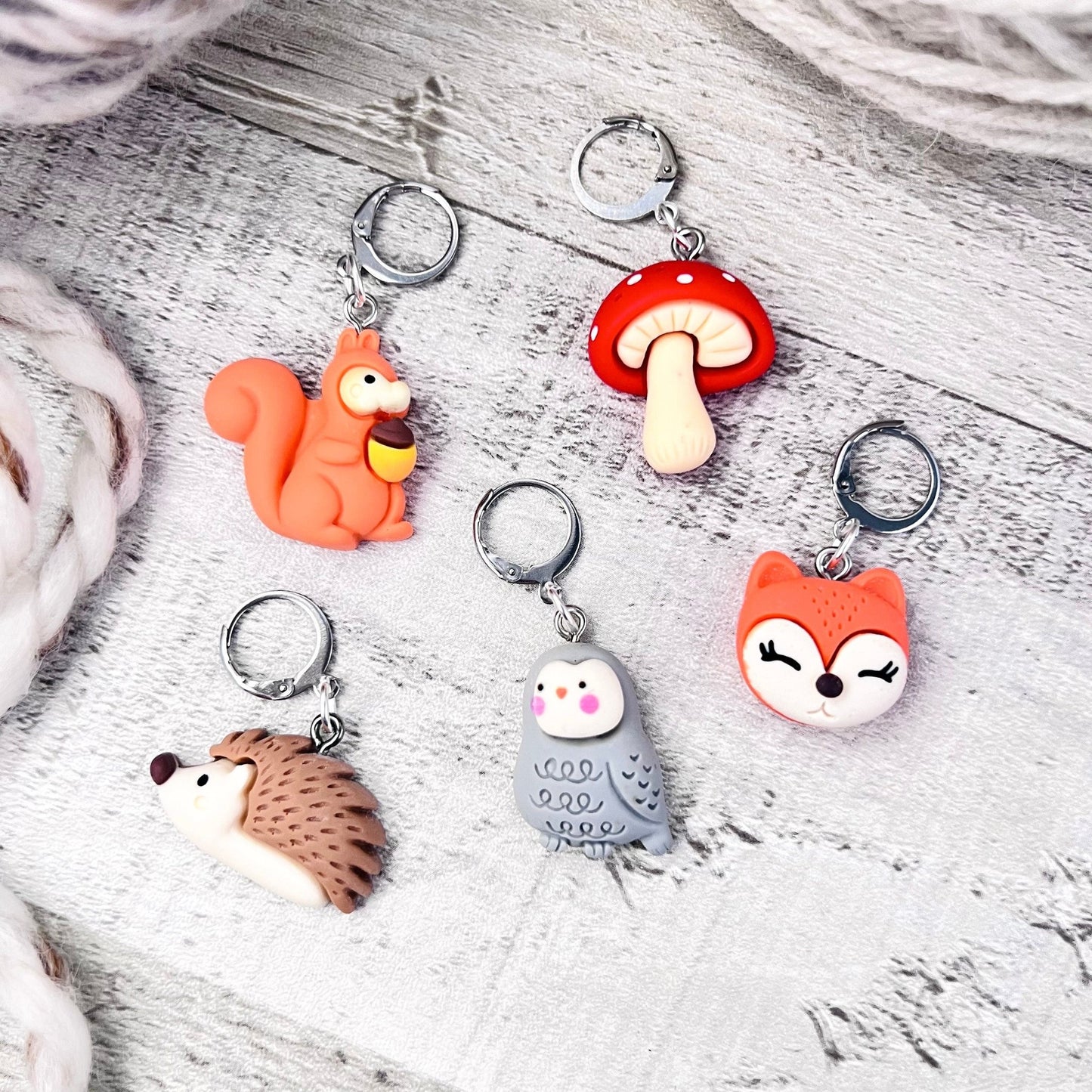 Woodland Friends Stitch Markers Set - Knitting and Crochet - The Desert Stream Stitch