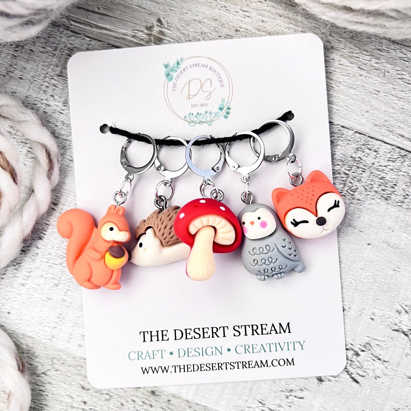 Woodland Friends Stitch Markers Set - Knitting and Crochet - The Desert Stream Stitch
