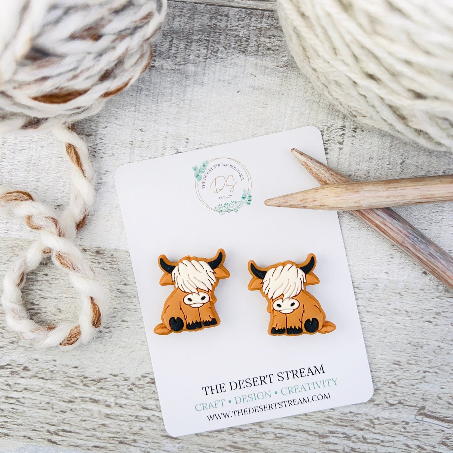 Yak Cow Stitch Stoppers Knitting Needle Point Protectors - The Desert Stream Stitch