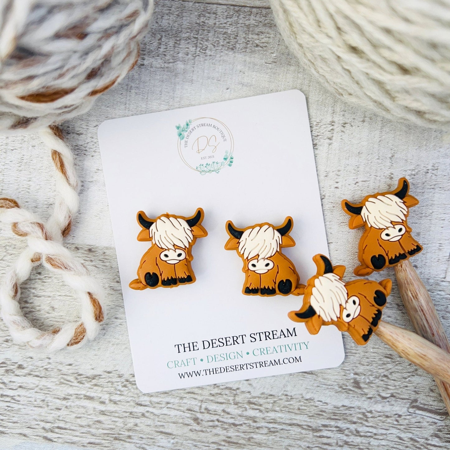 Yak Cow Stitch Stoppers Knitting Needle Point Protectors - The Desert Stream Stitch