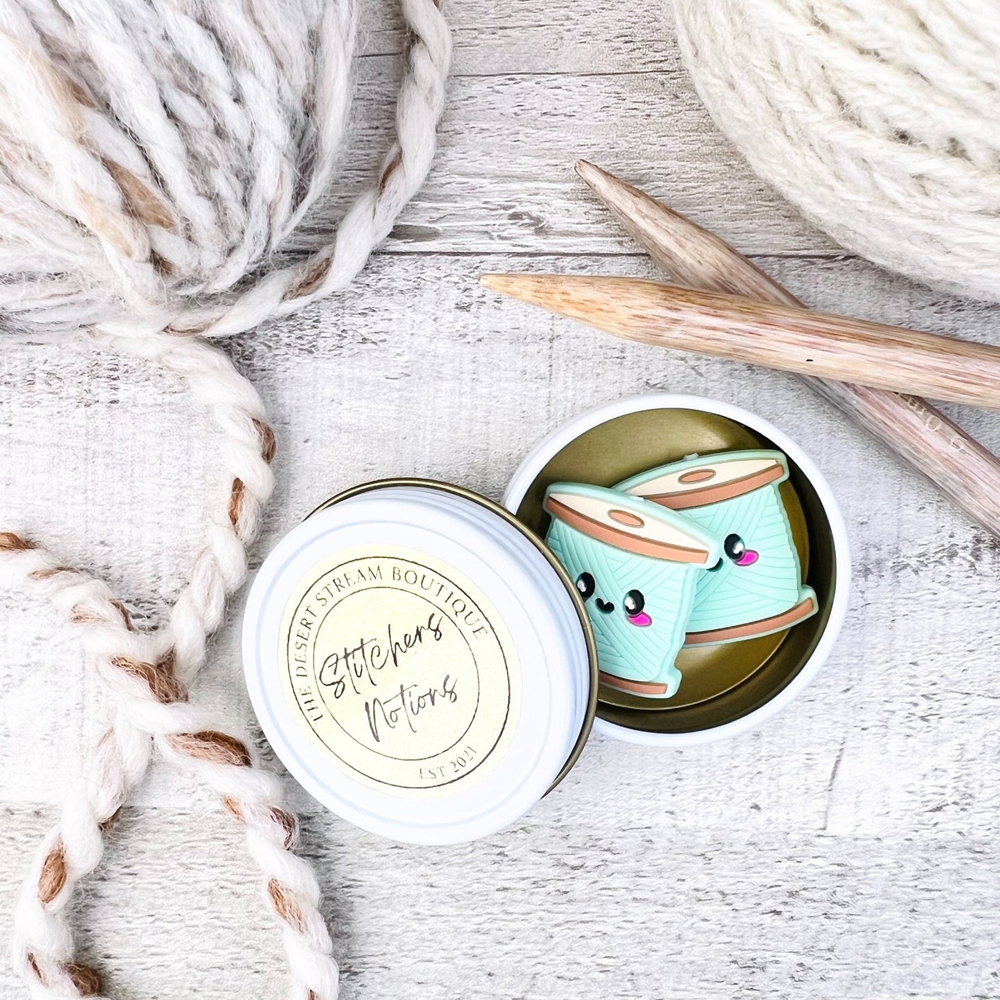Yarn Spool Stitch Stoppers Knitting Needle Point Protectors - The Desert Stream Stitch