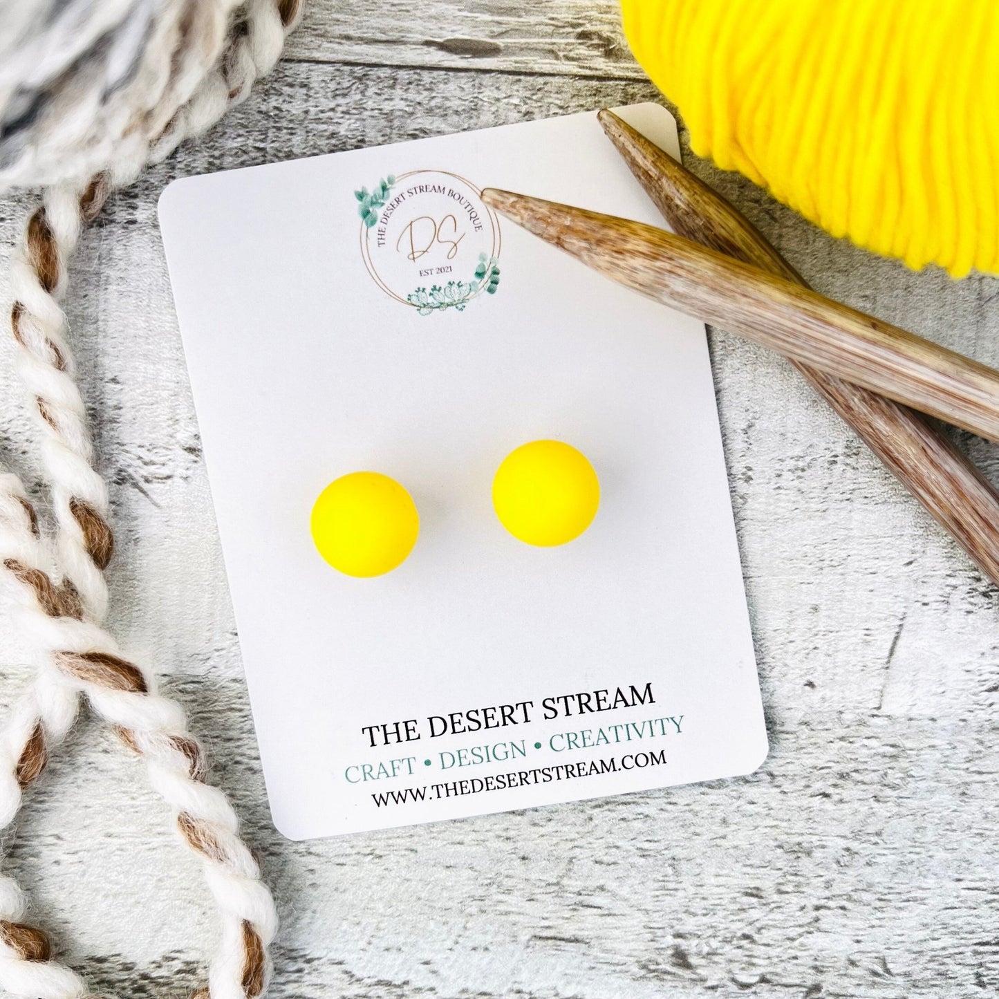 Yellow Stitch Stoppers Knitting Needle Point Protectors - The Desert Stream Stitch