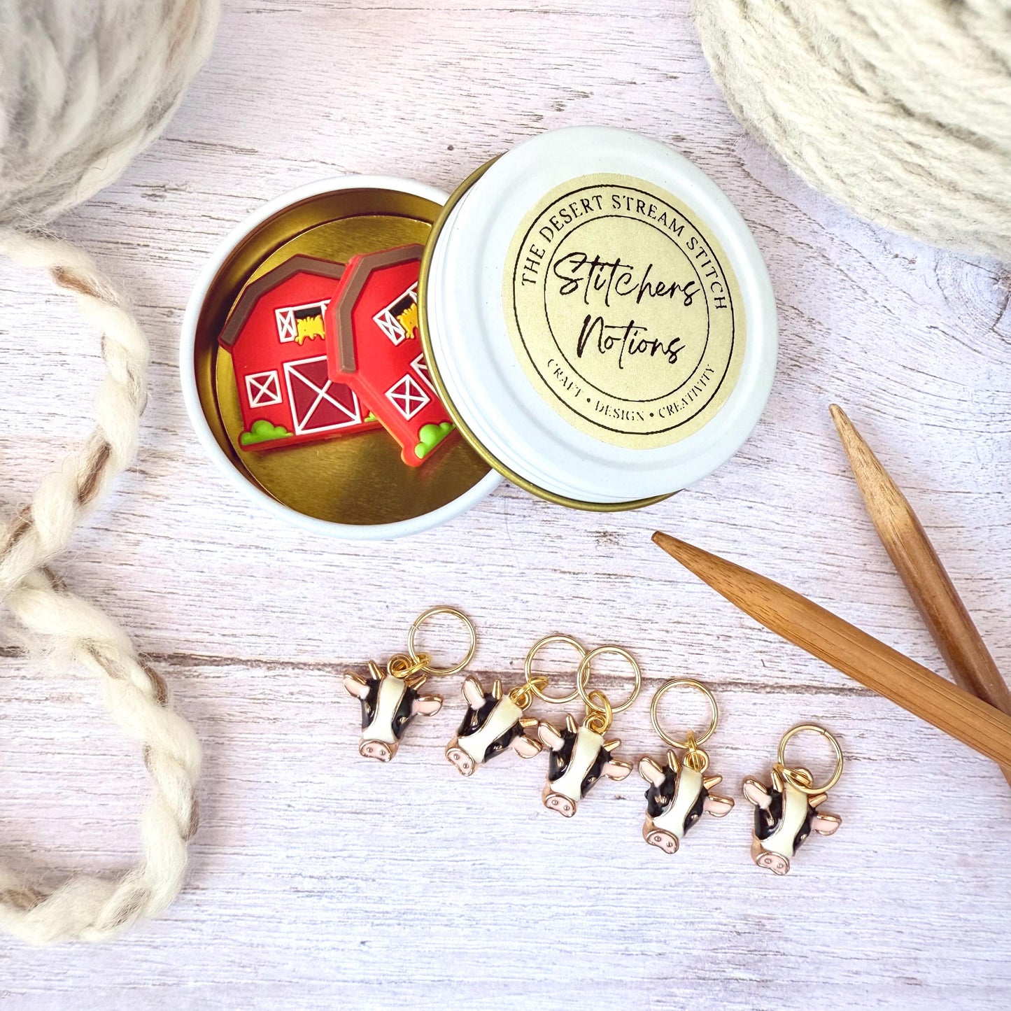 Barnyard Knitting Notions Set – Stitch Markers & Stoppers | Progress Keepers Kit